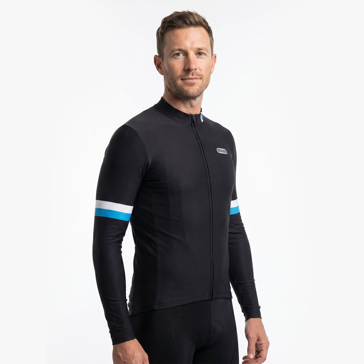 BWB Men's Black Thermal Frost performance Winter Cycling Jersey & cargo Bib Tights Set