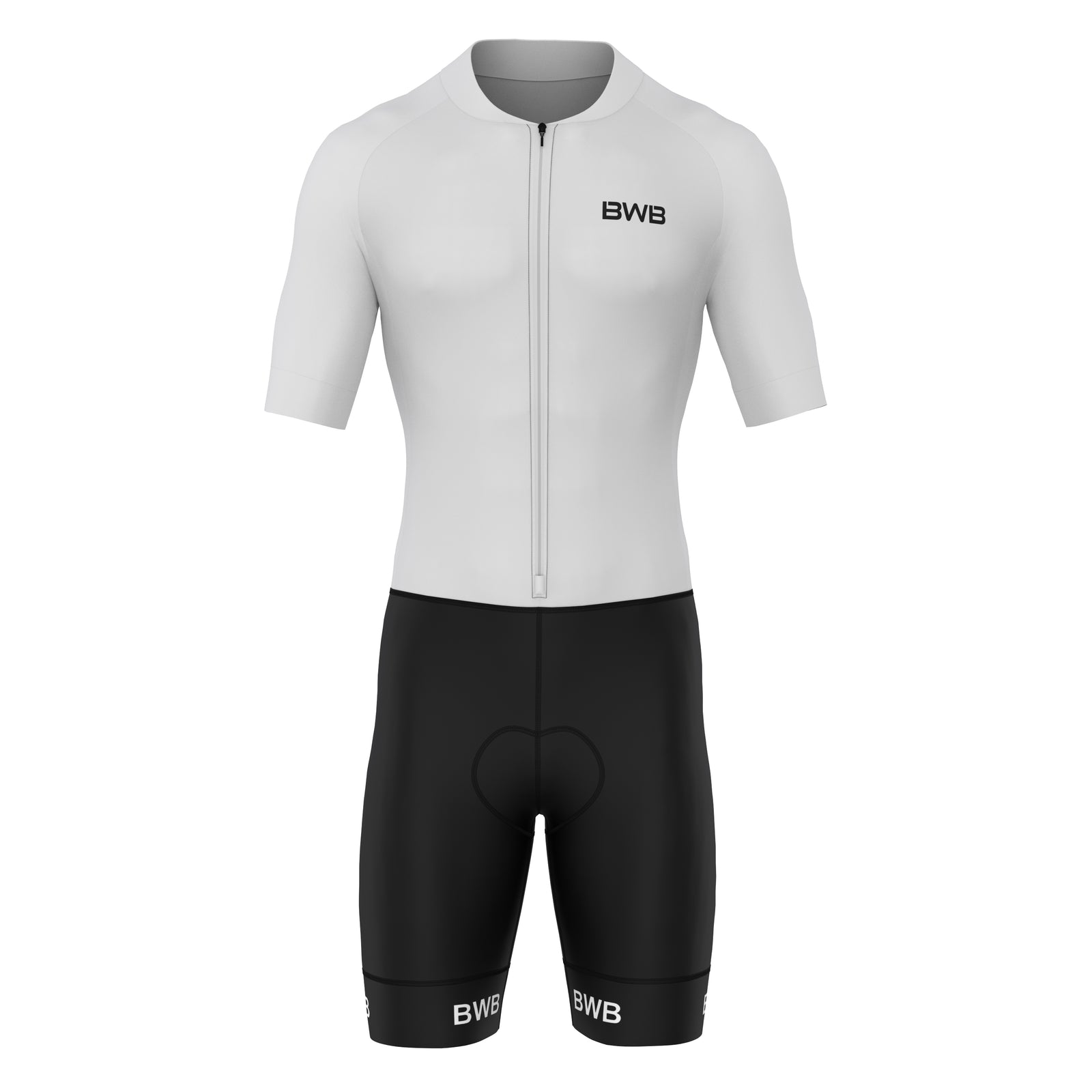 BWB Fusion Black & White Men's Short Sleeve Padded Triathlon Suit