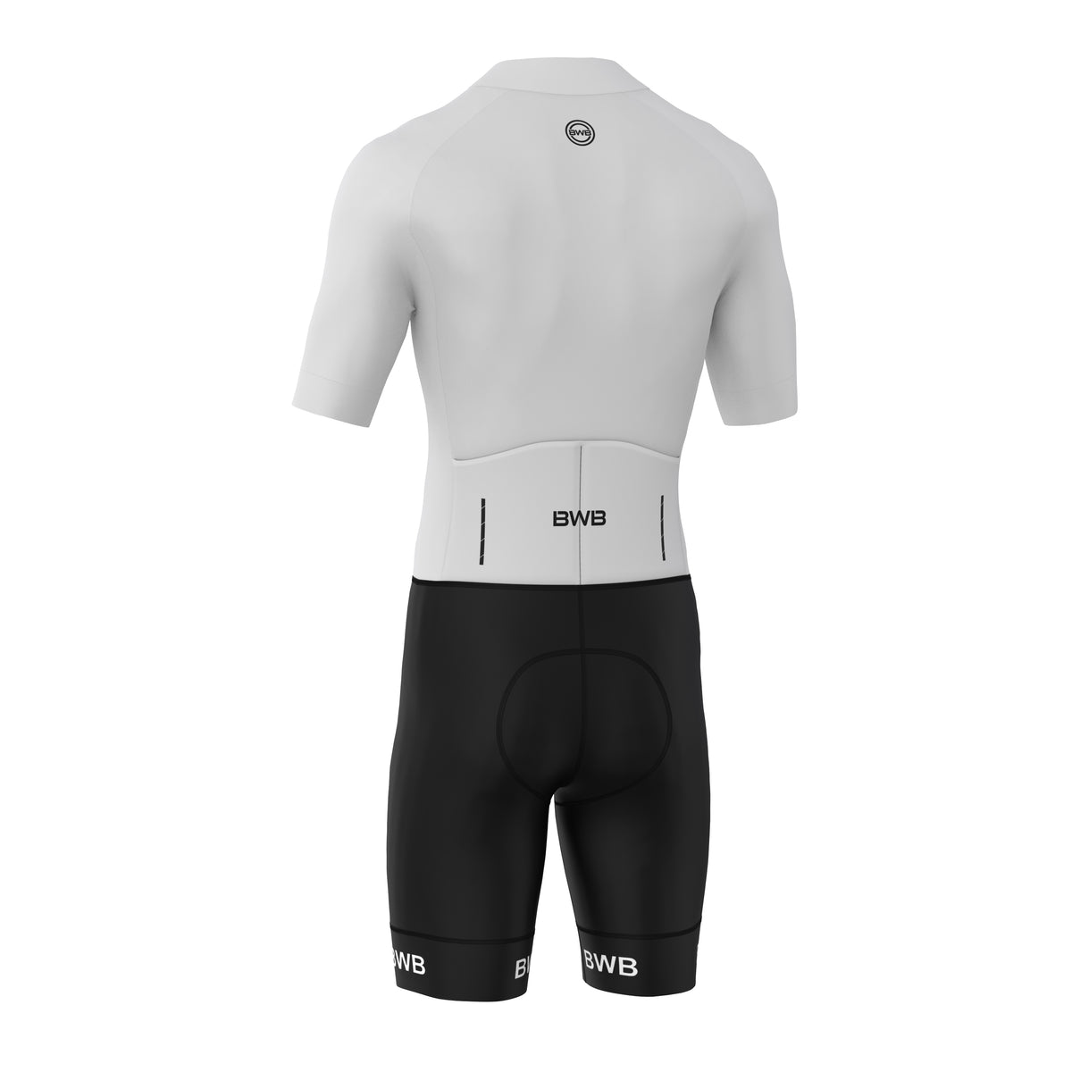 BWB Fusion Black & White Men's Short Sleeve Padded Triathlon Suit