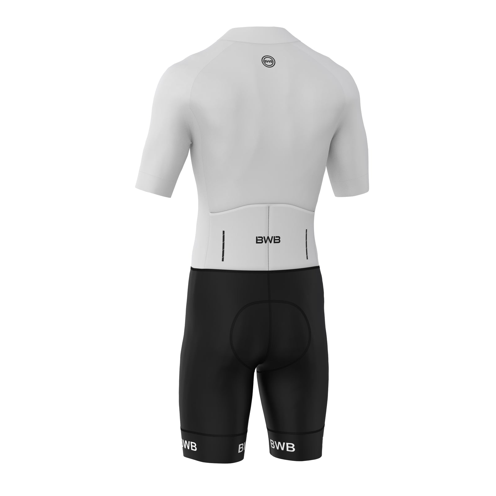 BWB Fusion Black & White Men's Short Sleeve Padded Triathlon Suit