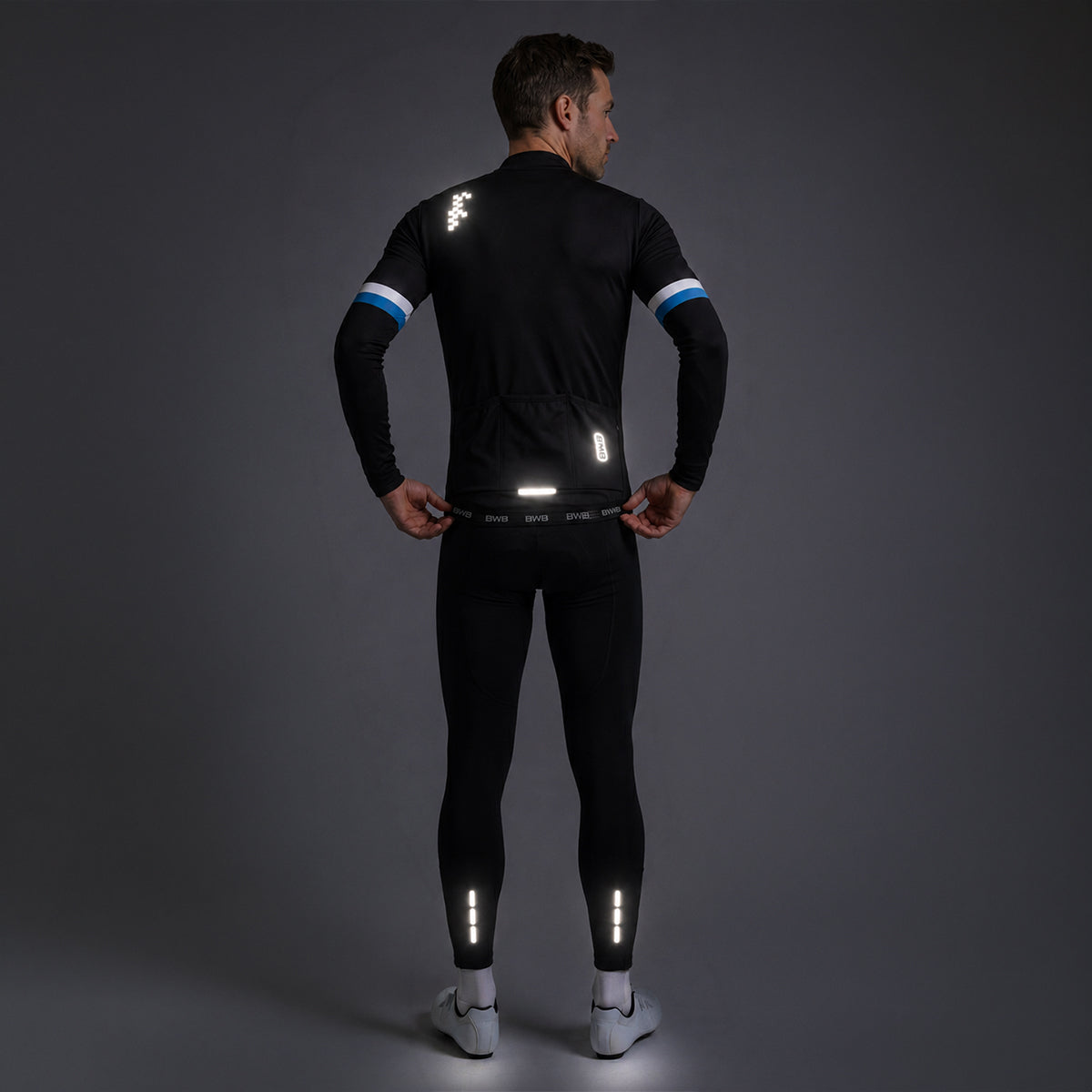 BWB Men's Black Thermal Frost performance Long Sleeve Winter Cycling Jersey