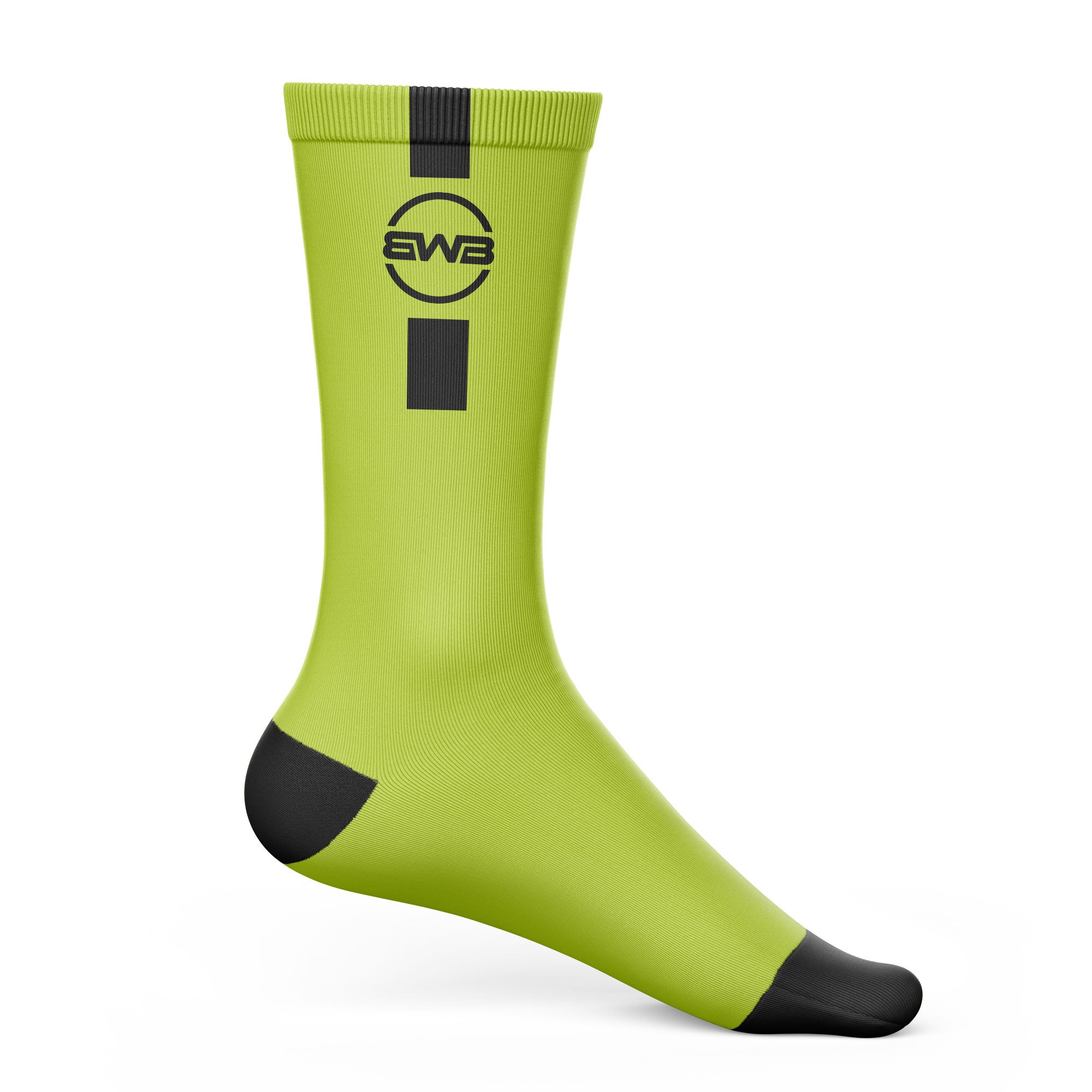 BWB 3 Pairs Fluorescent Yellow Crew Cycling Socks