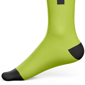 BWB 3 Pairs Fluorescent Yellow Crew Cycling Socks