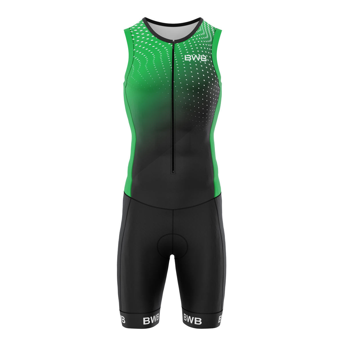 BWB Flash Green Men's Sleeveless Padded Triathlon Suit