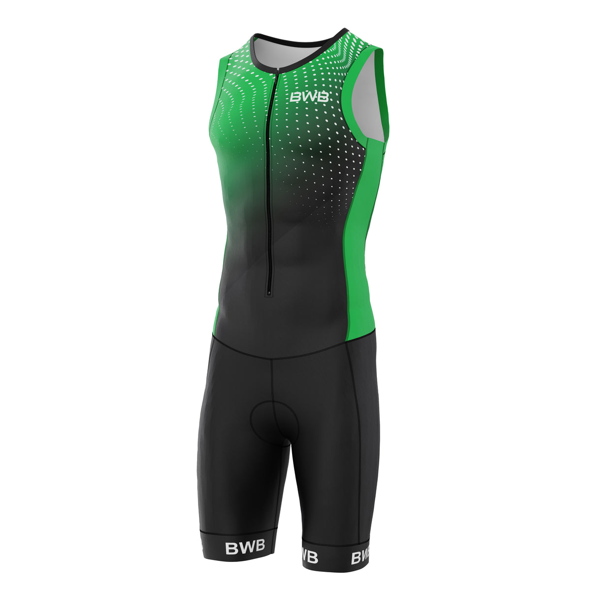 BWB Flash Green Men's Sleeveless Padded Triathlon Suit