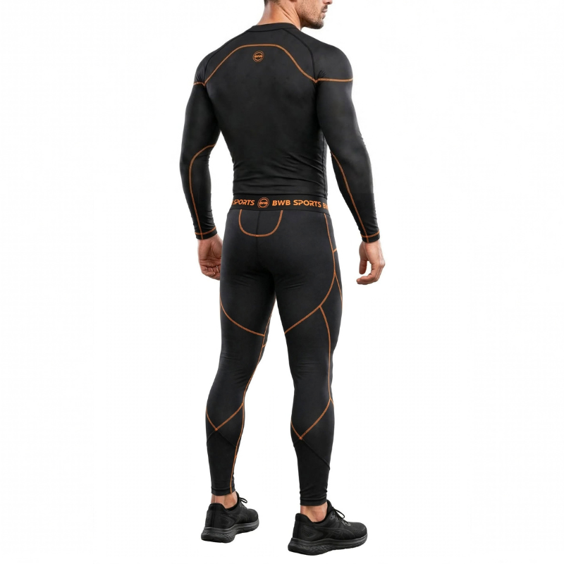 Men's Black & Orange Long Sleeve Compression Bundle