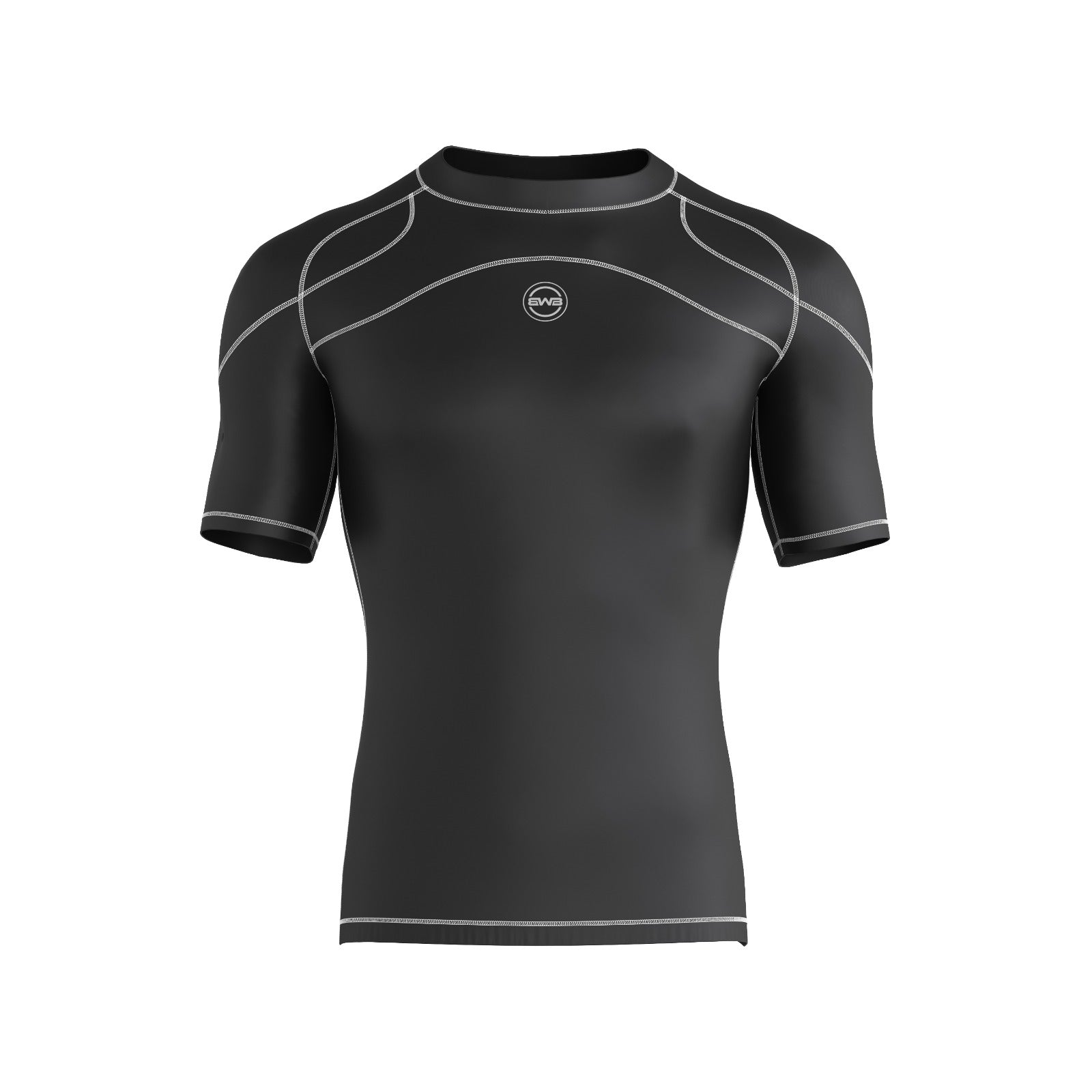 BWB Men's Black & White Short Sleeve Compression Shirt