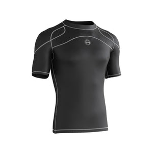 Men's Black / White Short Sleeve Baselayer Compression Shirt & Shorts Set