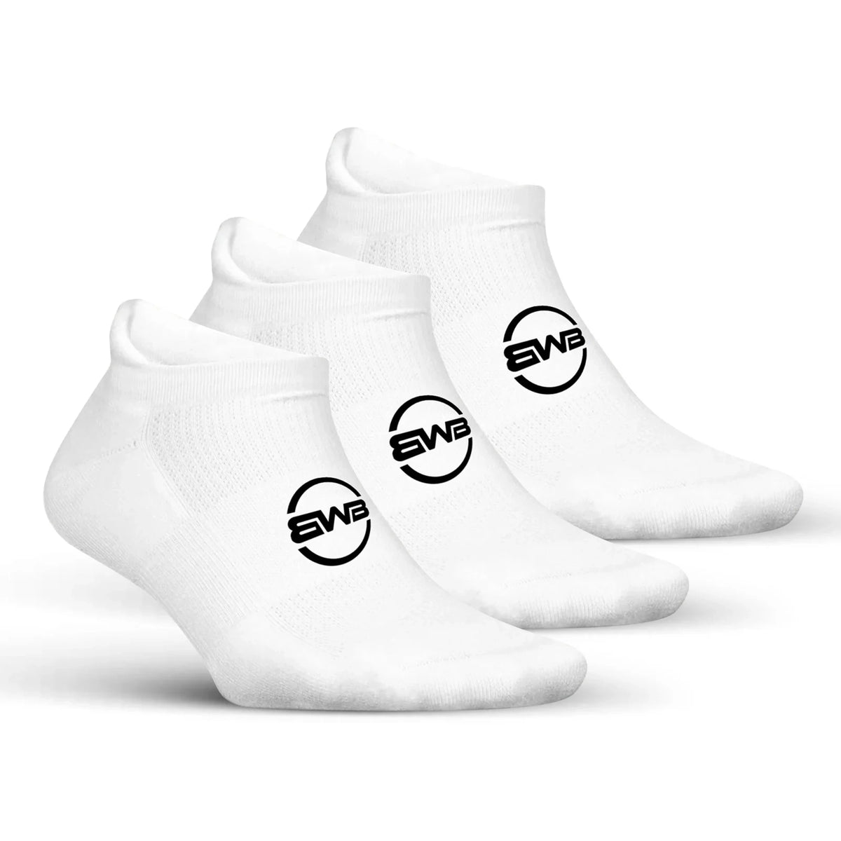 BWB 3 Pairs White No Show Running Socks