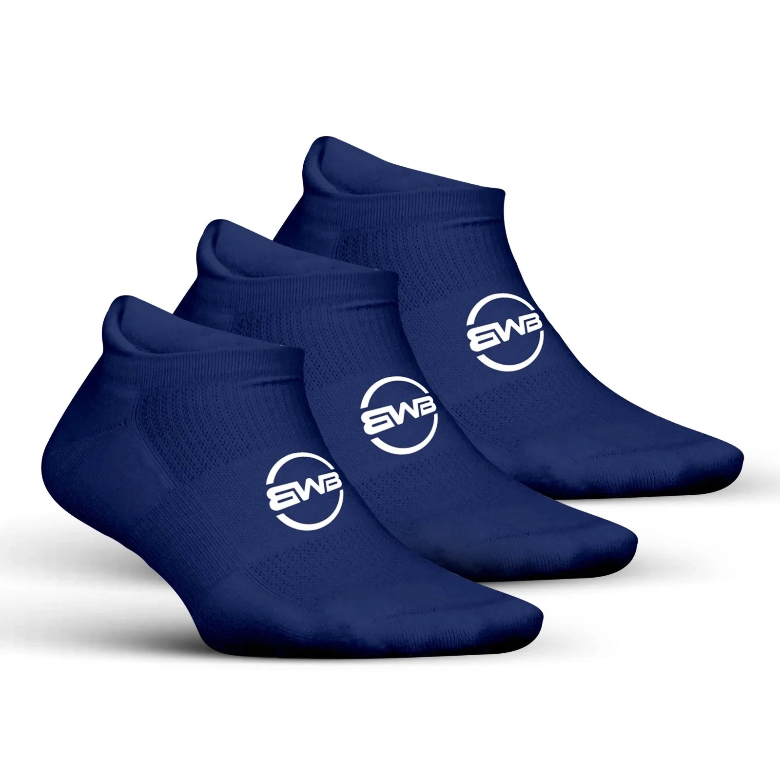 BWB 3 Pairs Blue No Show Running Socks
