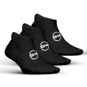 BWB 3 Pairs Black No Show Running Socks