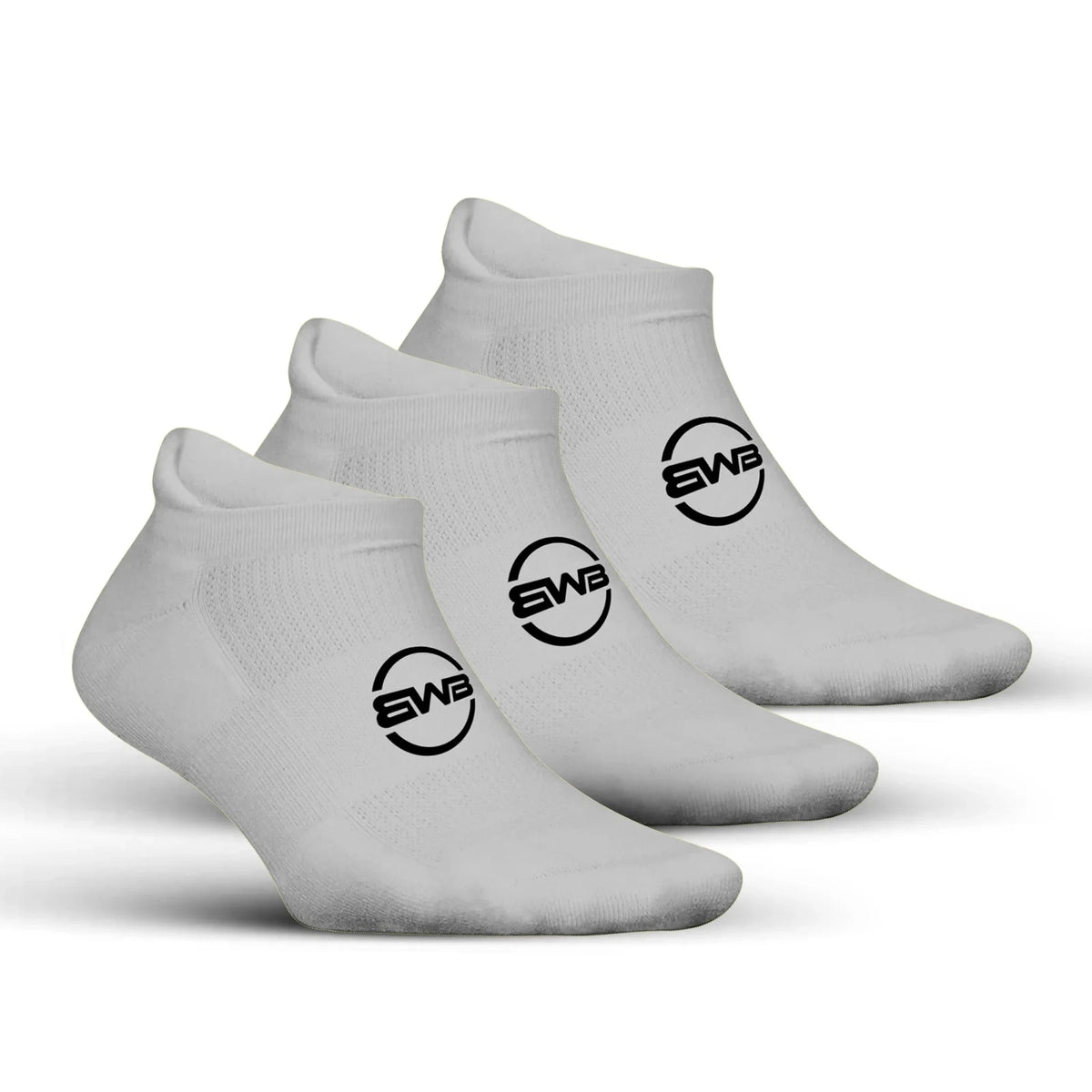 BWB 3 Pairs Grey No Show Running Socks