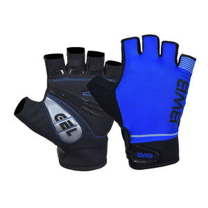 BWB Blue Unisex Fingerless Gel Padded Summer Cycling Gloves