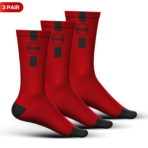 Red Men's Short Sleeve Cycling Jersey & Bib Shorts Set with 3 Pairs Cycling Socks & Free Fingerless Gel Padded Gloves