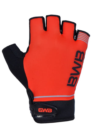 BWB Red Unisex Fingerless Gel Padded Summer Cycling Gloves