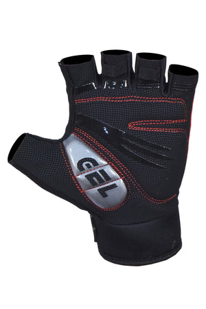 BWB Red Unisex Fingerless Gel Padded Summer Cycling Gloves