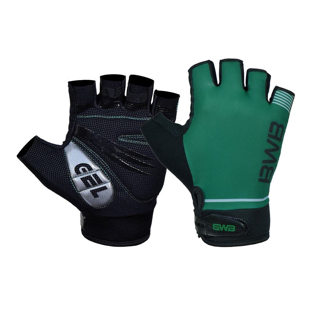 BWB Green Unisex Fingerless Gel Padded Summer Cycling Gloves
