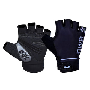 BWB Black Unisex Fingerless Gel Padded Summer Cycling Gloves