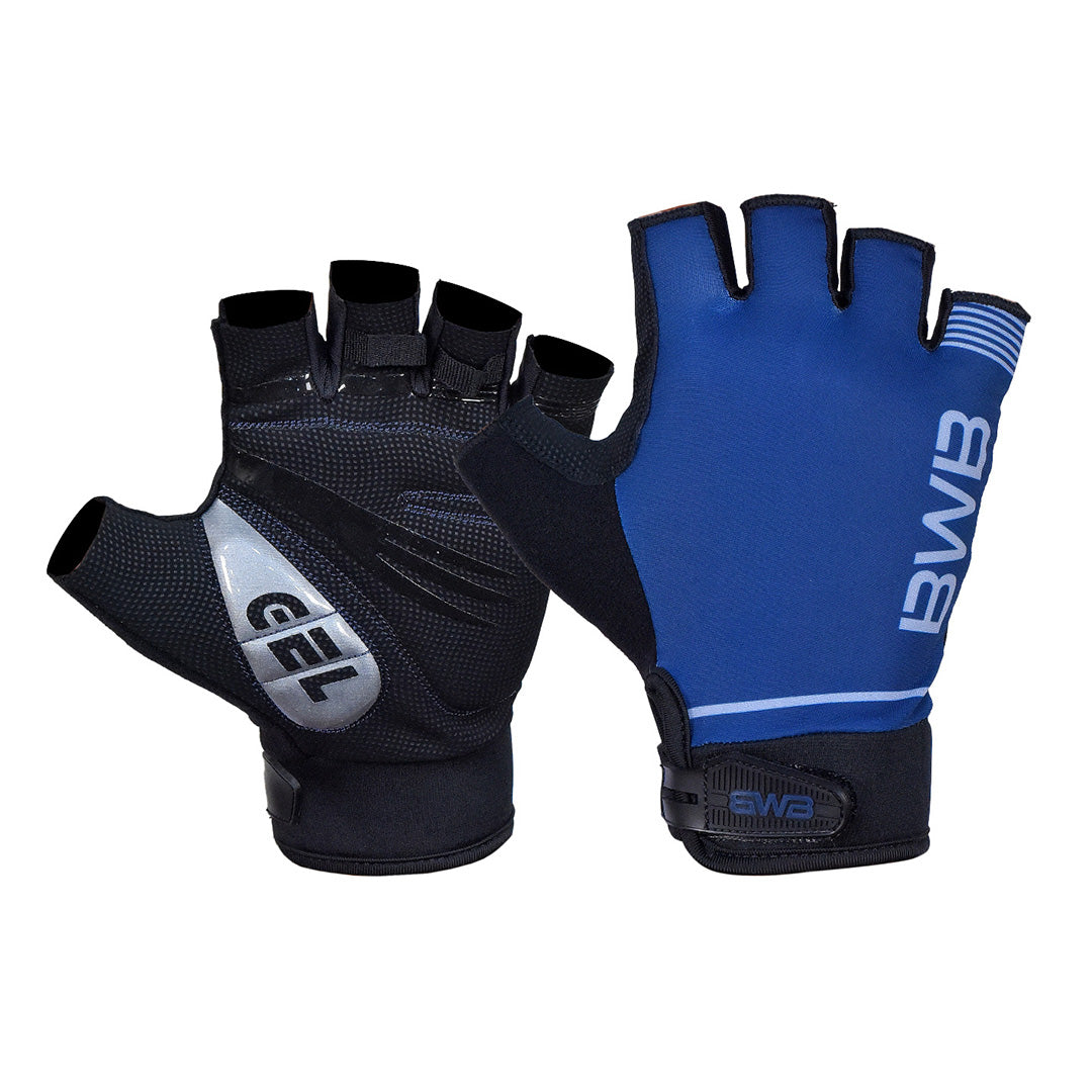 BWB Navy Unisex Blue Fingerless Gel Padded Summer Cycling Gloves