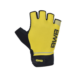 BWB Yellow Unisex Fingerless Gel Padded Summer Cycling Gloves