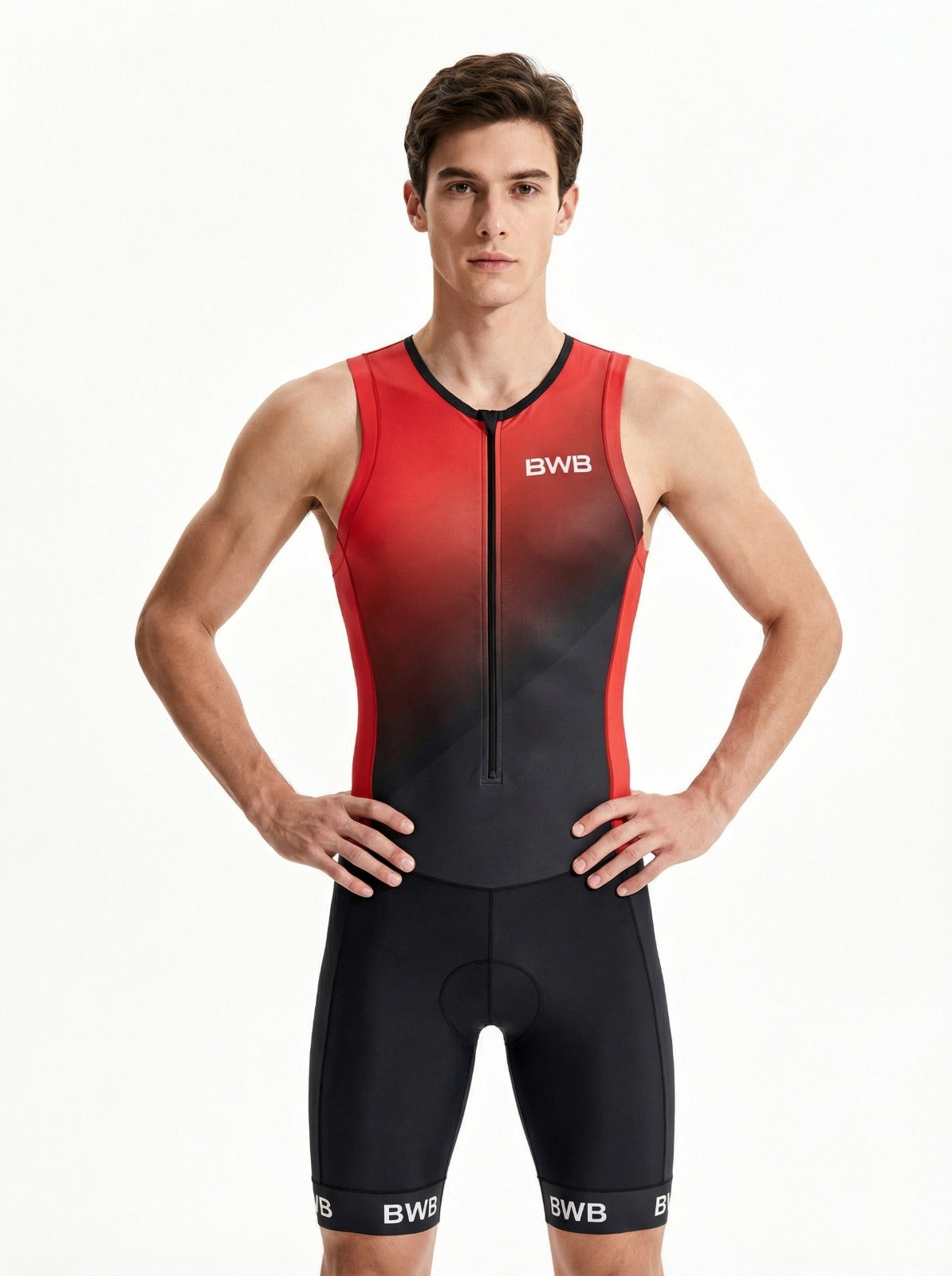 BWB Flash Red Men's Sleeveless Padded Triathlon Suit