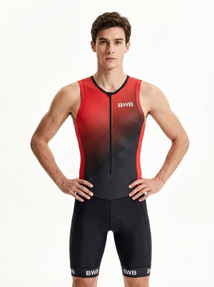 BWB Flash Red Men's Sleeveless Padded Triathlon Suit