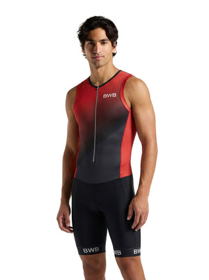 BWB Flash Red Men's Sleeveless Padded Triathlon Suit