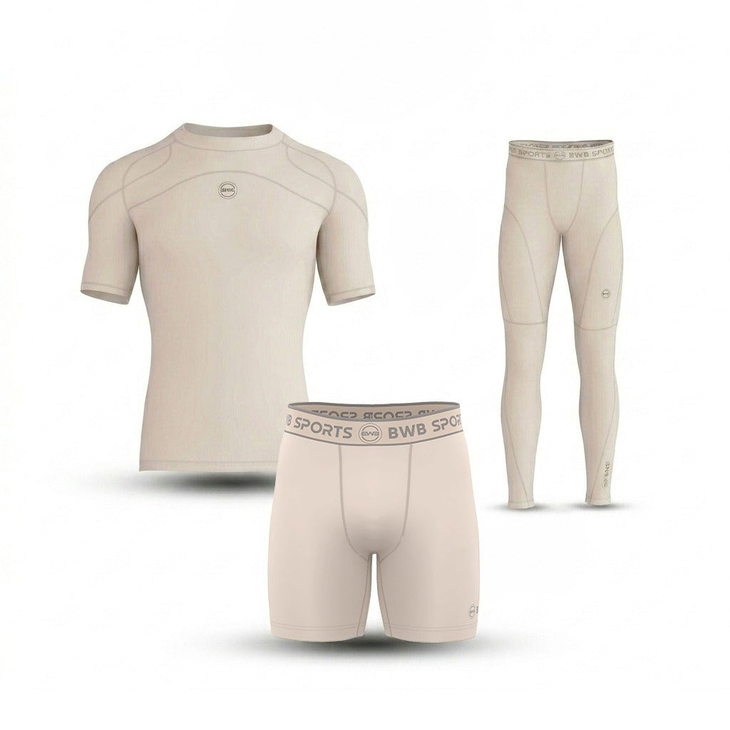 BWB Men's Beige Premium Full Body Recovery Compression Bundle