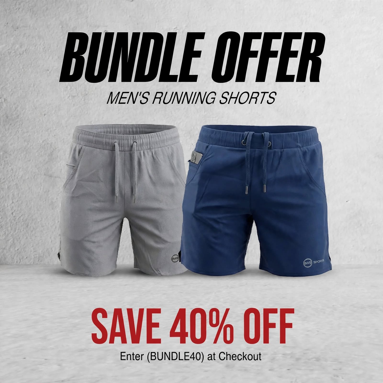 BWB Men's Black Sports Gym Running Shorts