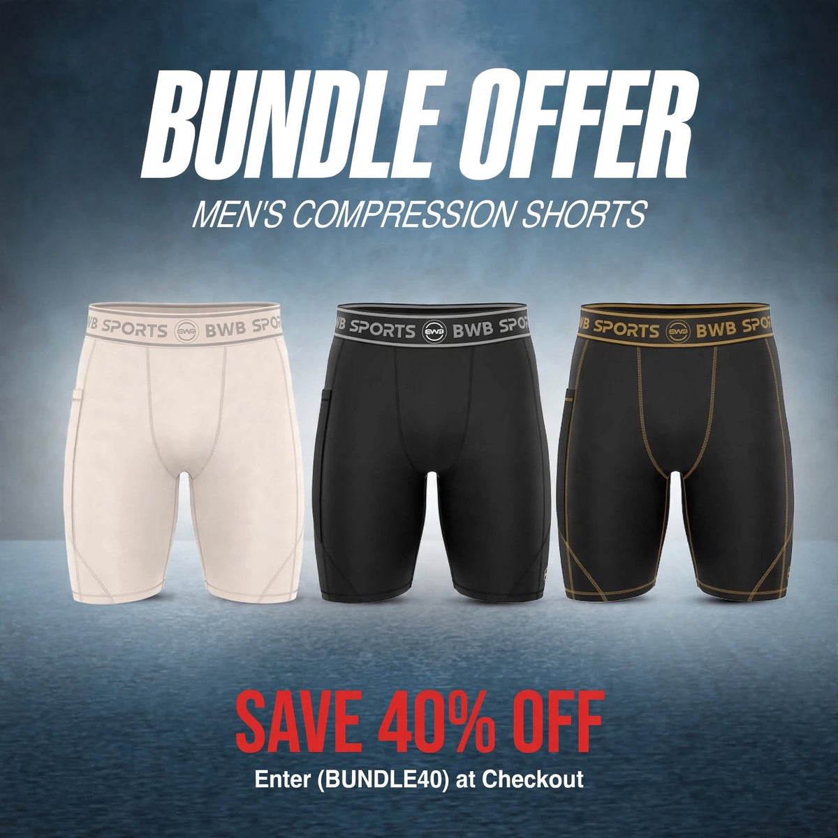 BWB Men's  Compression Shorts – pack of 3