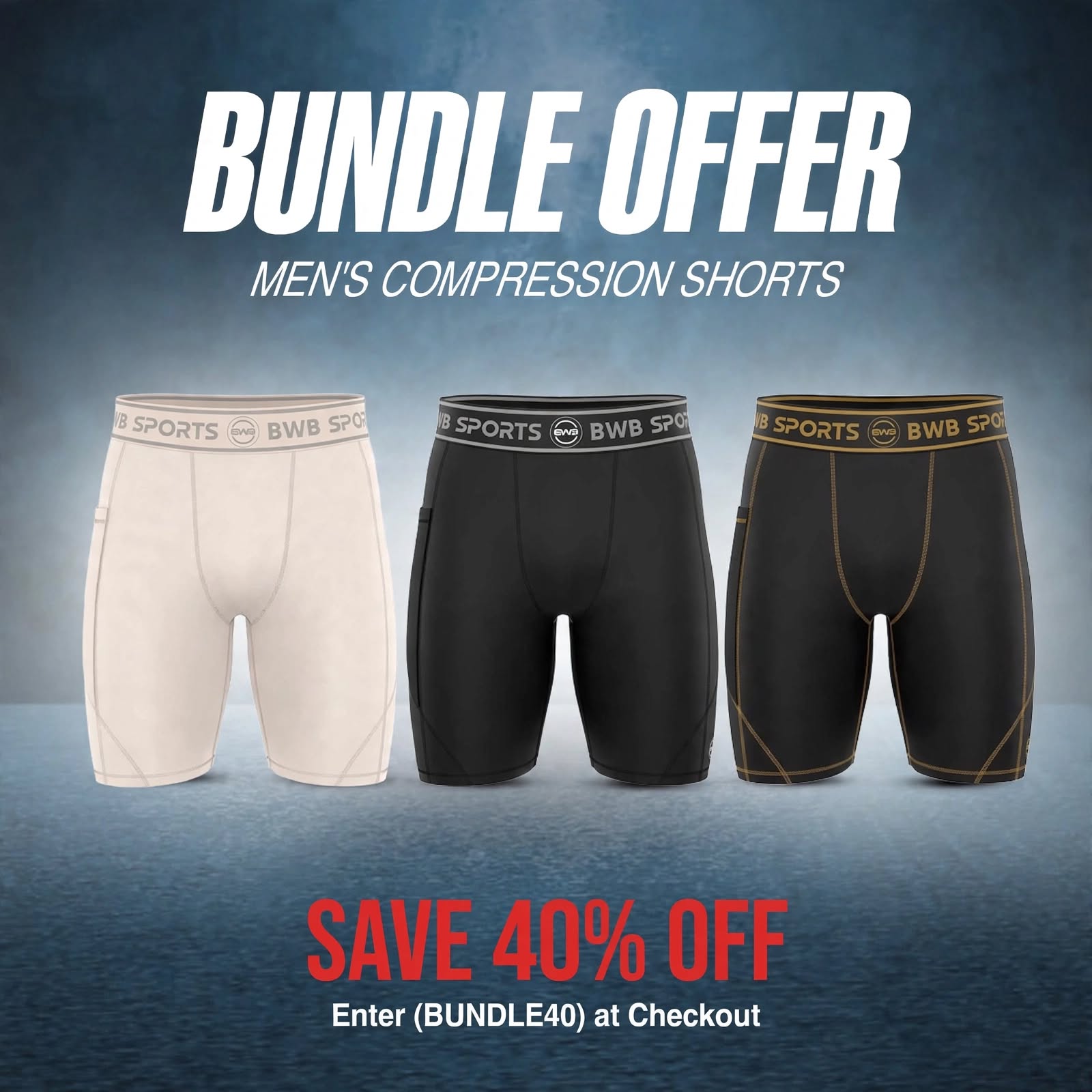 BWB Men's  Compression Shorts – pack of 3
