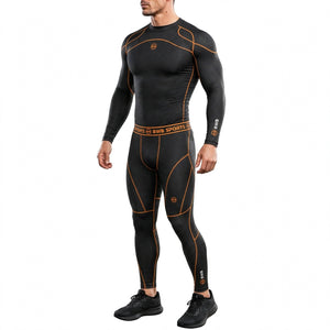 Men's Black & Orange Long Sleeve Compression Bundle