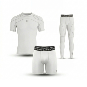 Men's White Compression Shirt & Leggings Gym Bundle