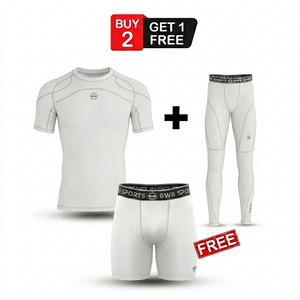 BWB Men's White Premium Full Body Recovery Compression Bundle