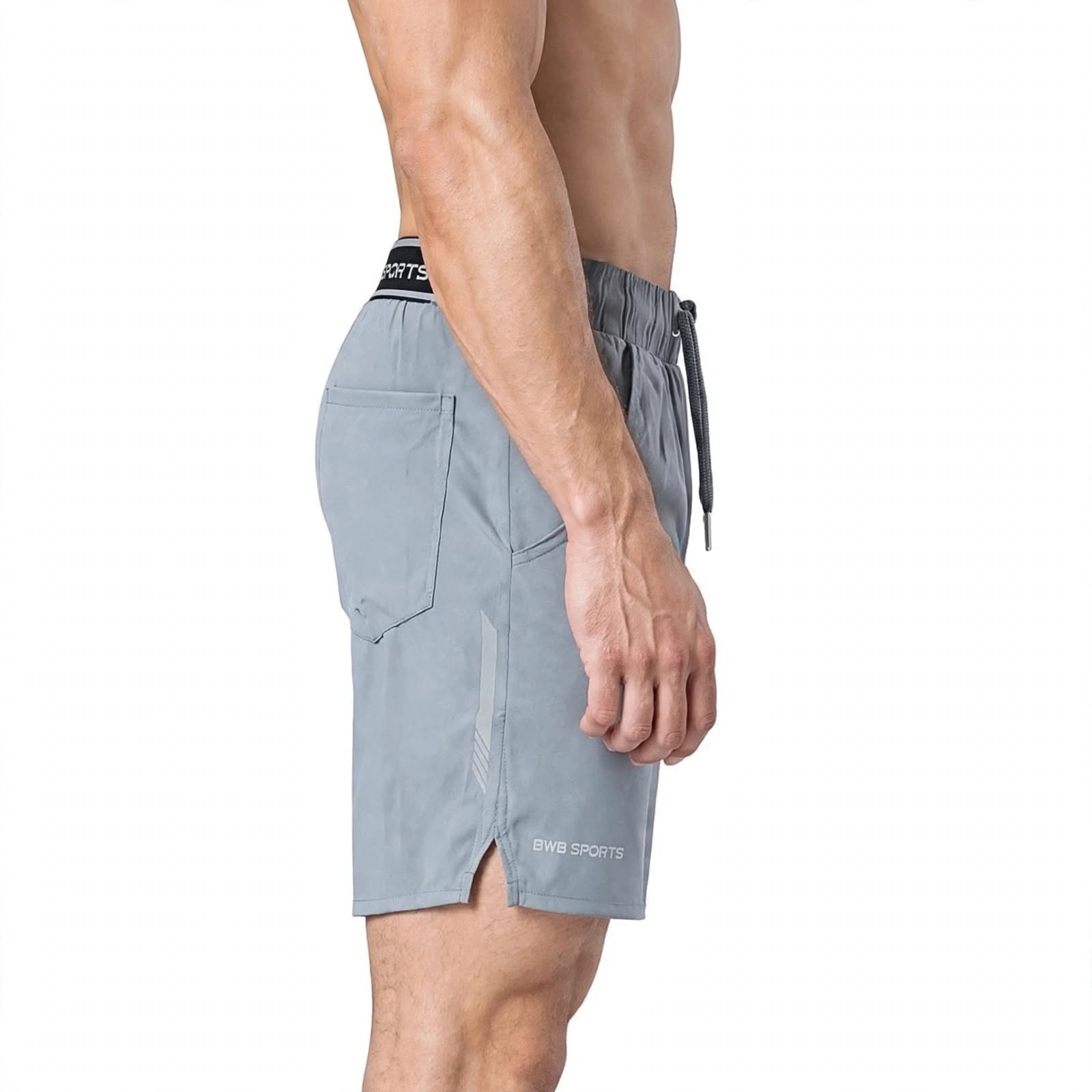 BWB Men's Grey Lightweight Sports Running Shorts