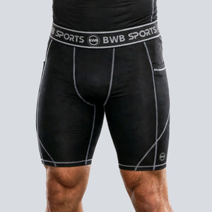 BWB Men's Black & White Compression Shorts – Athletic Base Layer