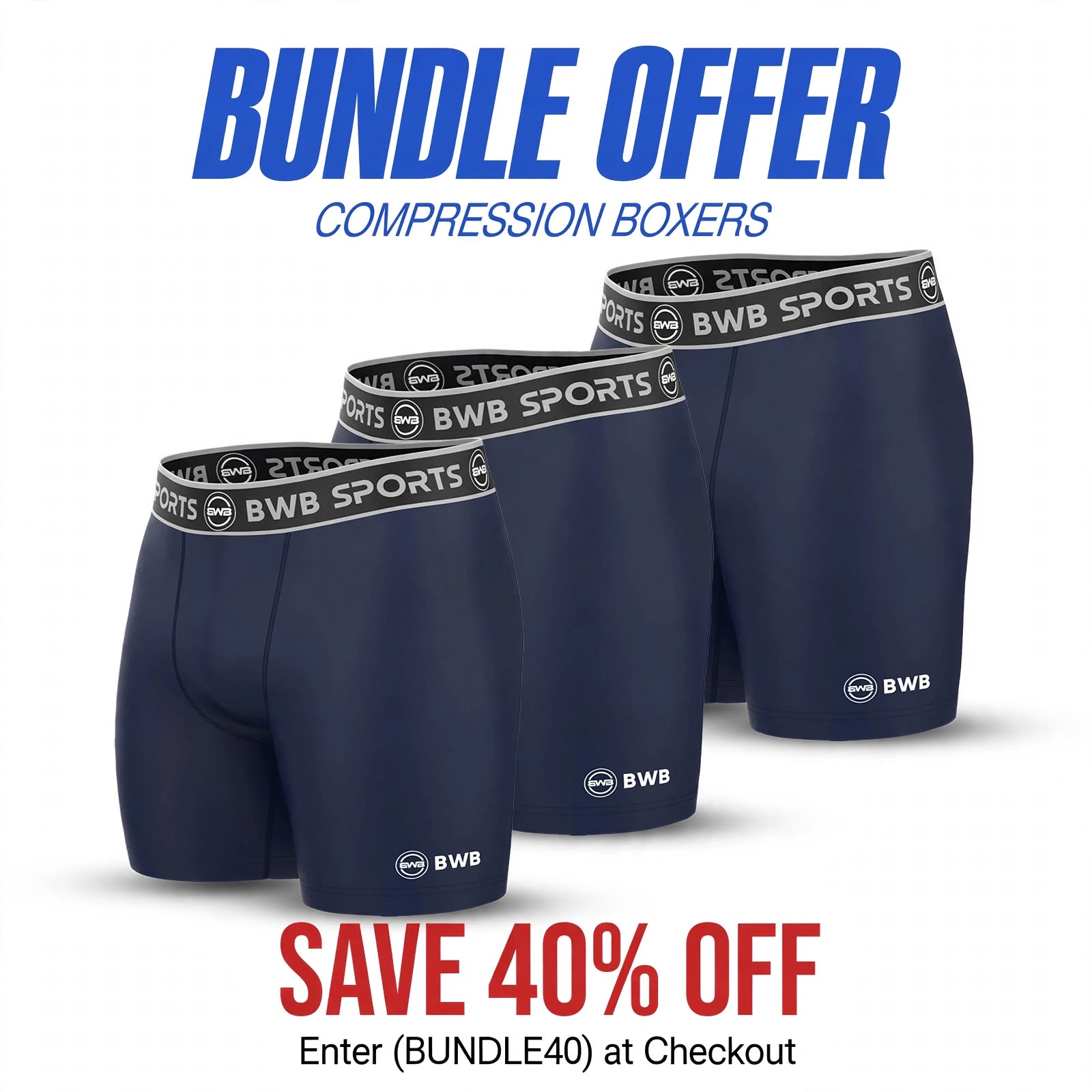 BWB Men's Boxer Shorts Value Pack 3 - Navy Blue