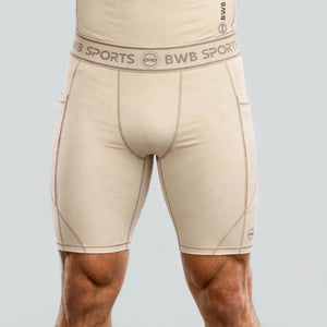BWB Men's Beige Compression Shorts – Athletic Base Layer