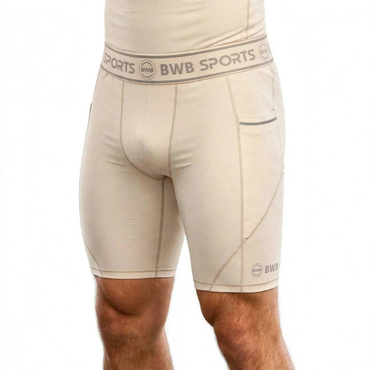 BWB Men's Beige Compression Shorts – Athletic Base Layer