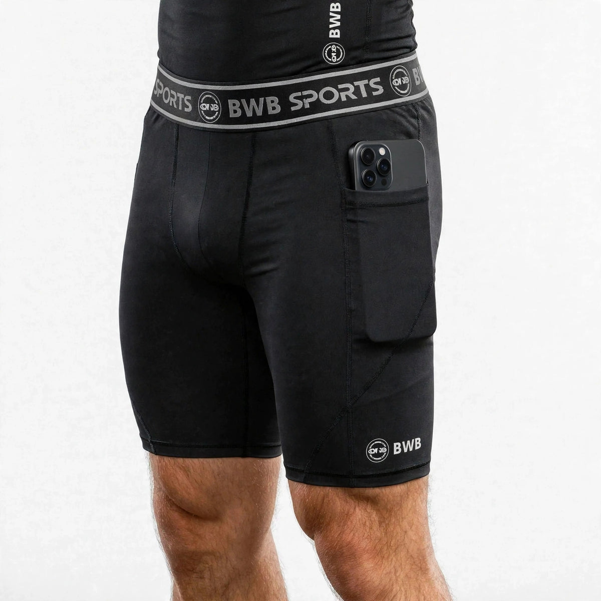BWB Men's Black Compression Shorts – Athletic Base Layer
