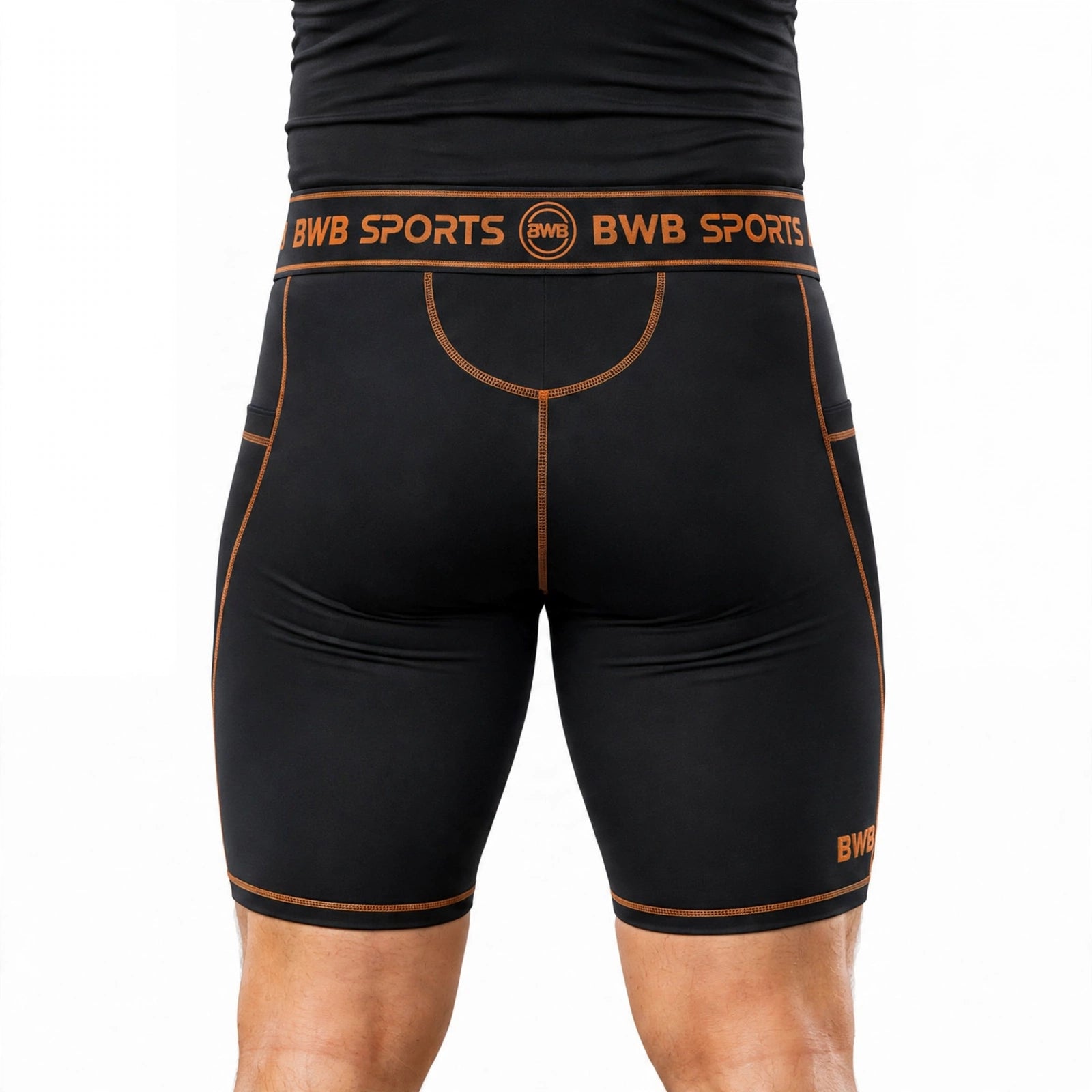 BWB Men's Orange Compression Shorts – Athletic Base Layer