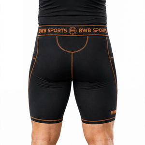 BWB Men's Orange Compression Shorts – Athletic Base Layer