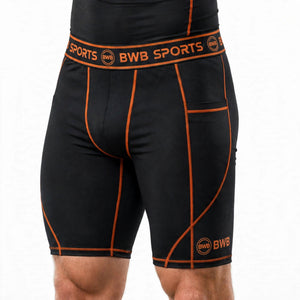 BWB Men's Orange Compression Shorts – Athletic Base Layer
