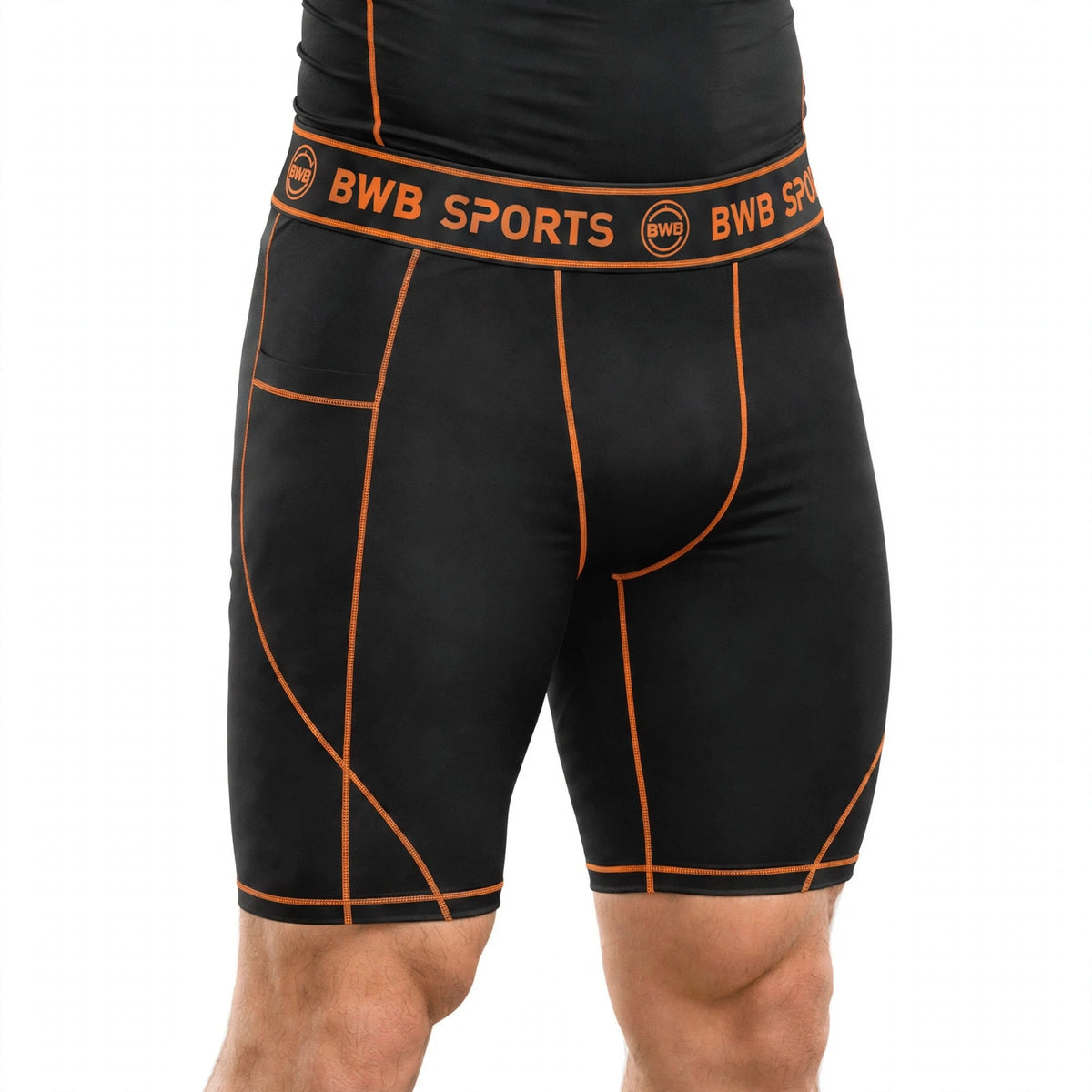 BWB Men's Orange Compression Shorts – Athletic Base Layer