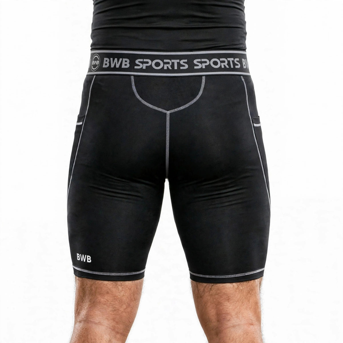 BWB Men's Black & White Compression Shorts – Athletic Base Layer