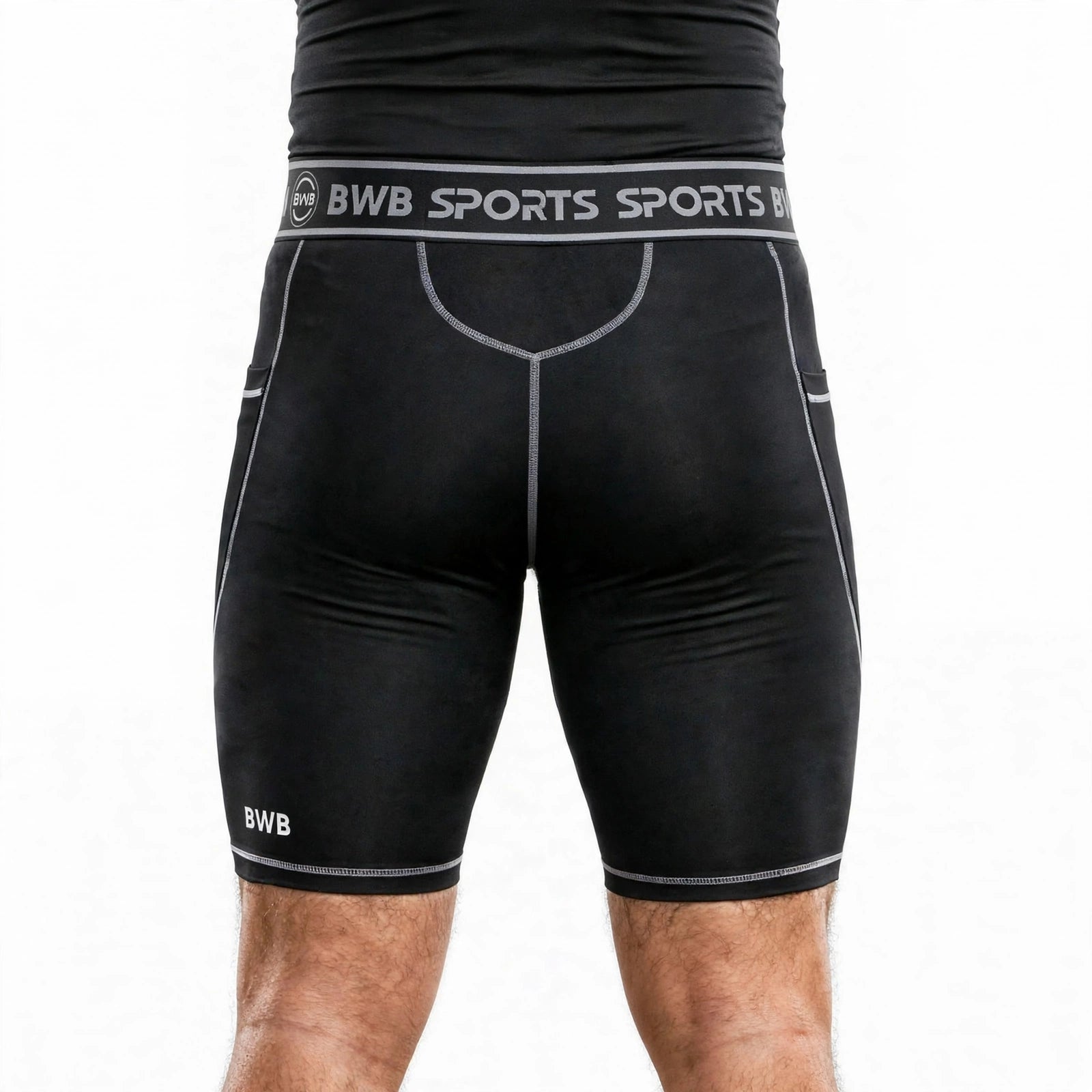BWB Men's Black & White Compression Shorts – Athletic Base Layer