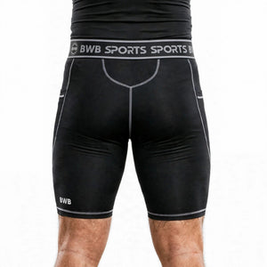 BWB Men's Black & White Compression Shorts – Athletic Base Layer