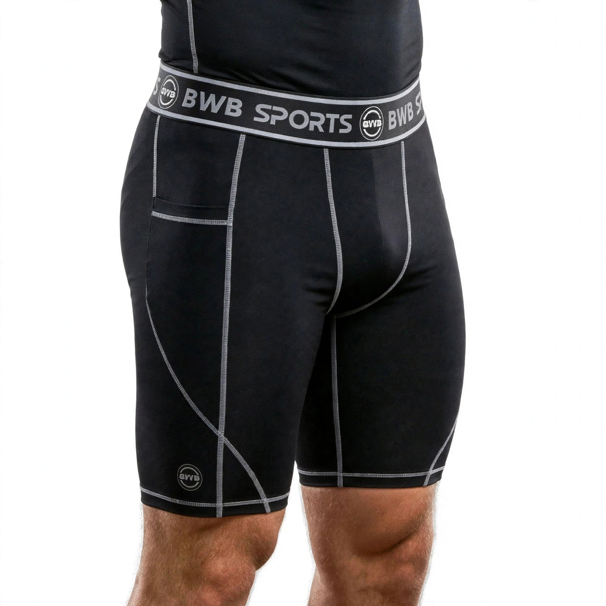 BWB Men's Black & White Compression Shorts – Athletic Base Layer