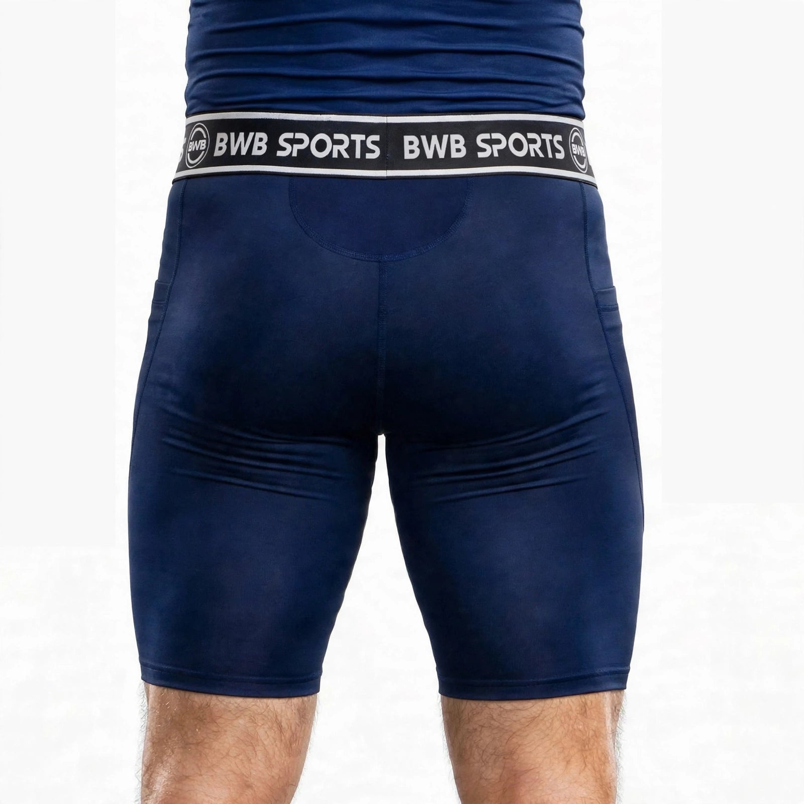 BWB Men's Navy Blue Compression Shorts – Athletic Base Layer