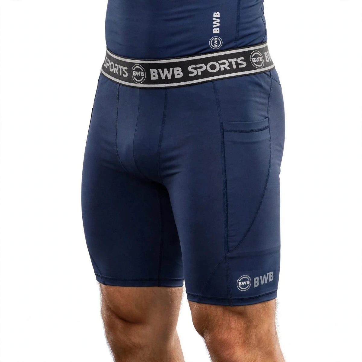 BWB Men's Navy Blue Compression Shorts – Athletic Base Layer